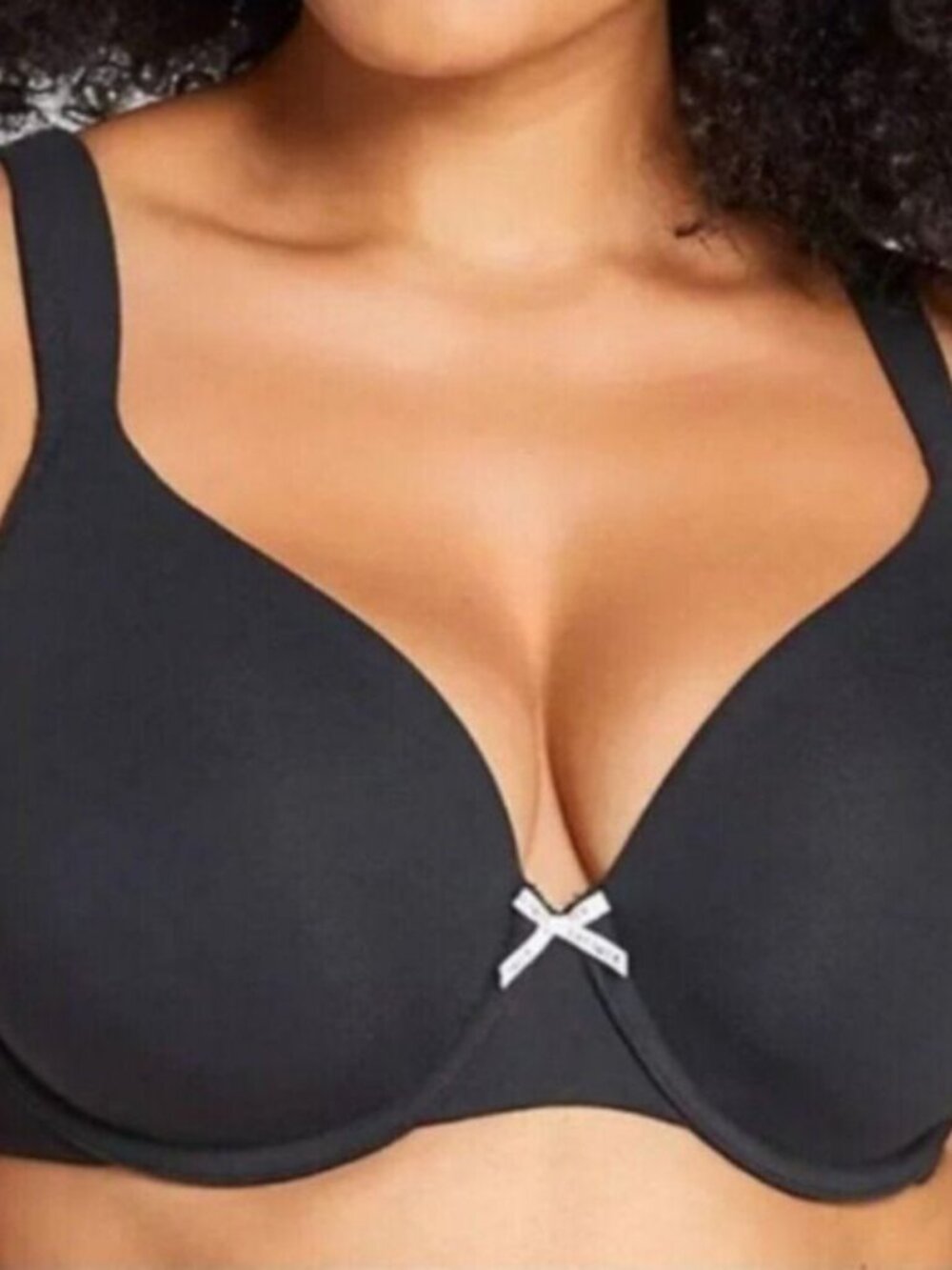 Lane Bryant Cacique Womens Bra Full Coverage Size 44H Black Cotton Blend Bow